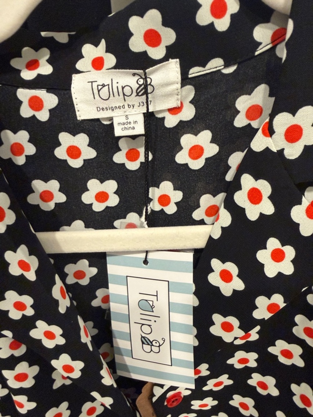NWT Tulip B Sleeveless Midi Dress in Black with Red & White Floral Print - Picture 3 of 6